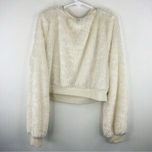 KNITWORKS Girls Kids Cream Glittery Furry Cropped  Sweater soo Chic Size 12